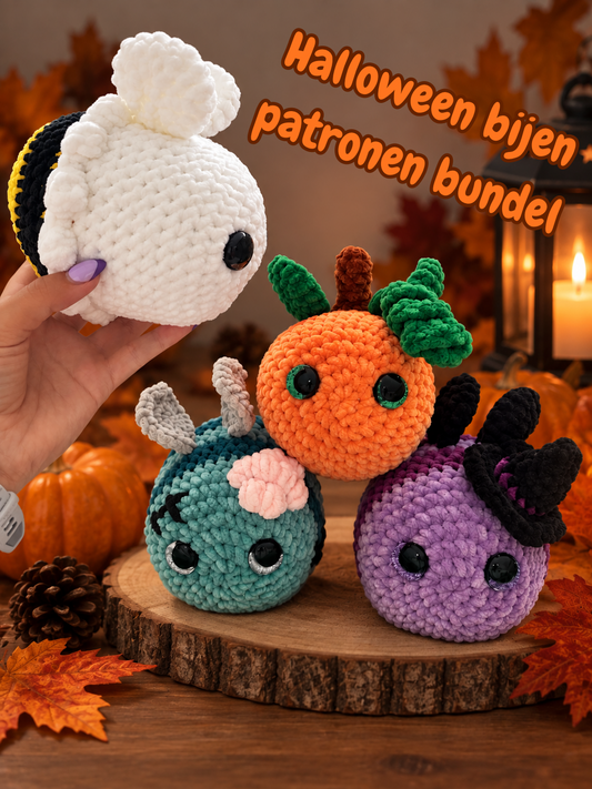 Halloween bijen patronen bundel, 4 bijen (alleen PDF patroon)
