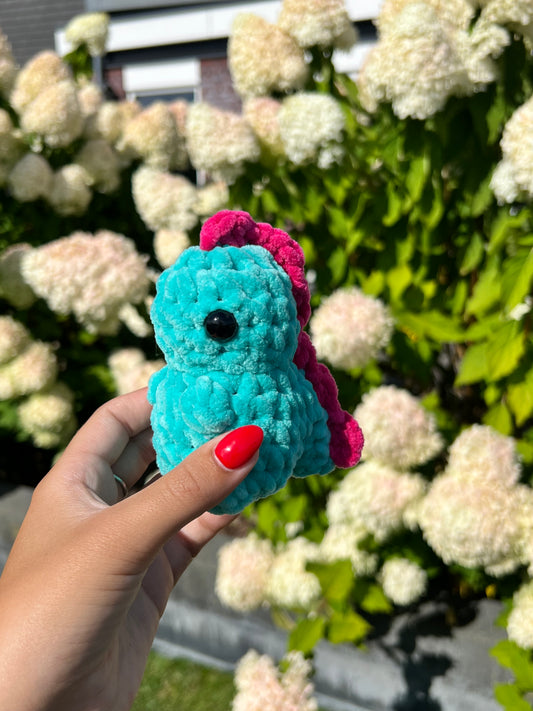 dino blauw met roze