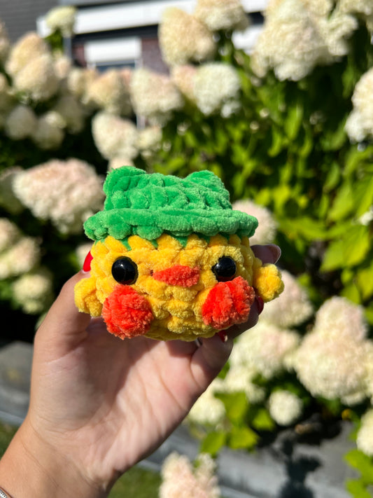 kuiken met kikker hoed