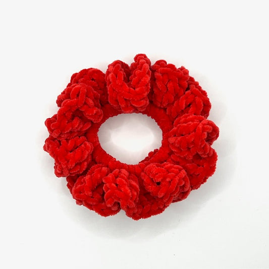 gehaakte velvet scrunchies rood